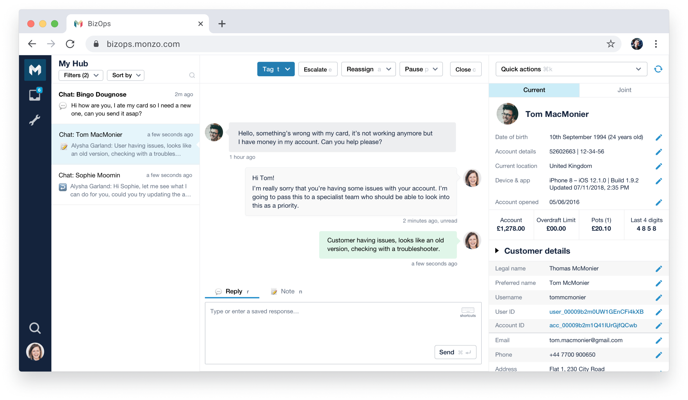 Monzo internal support tooling