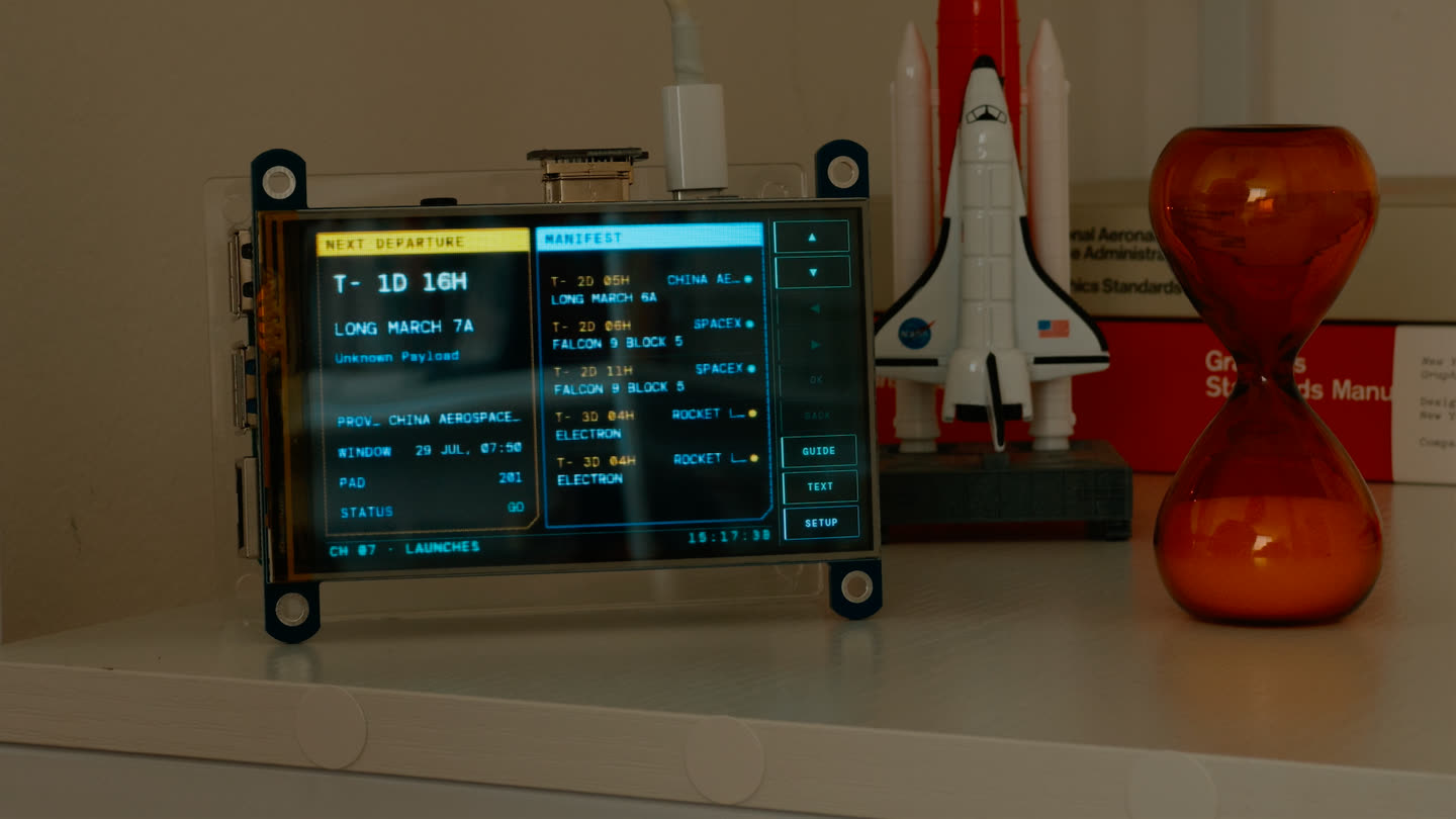 Launches channel showing upcoming rocket launches